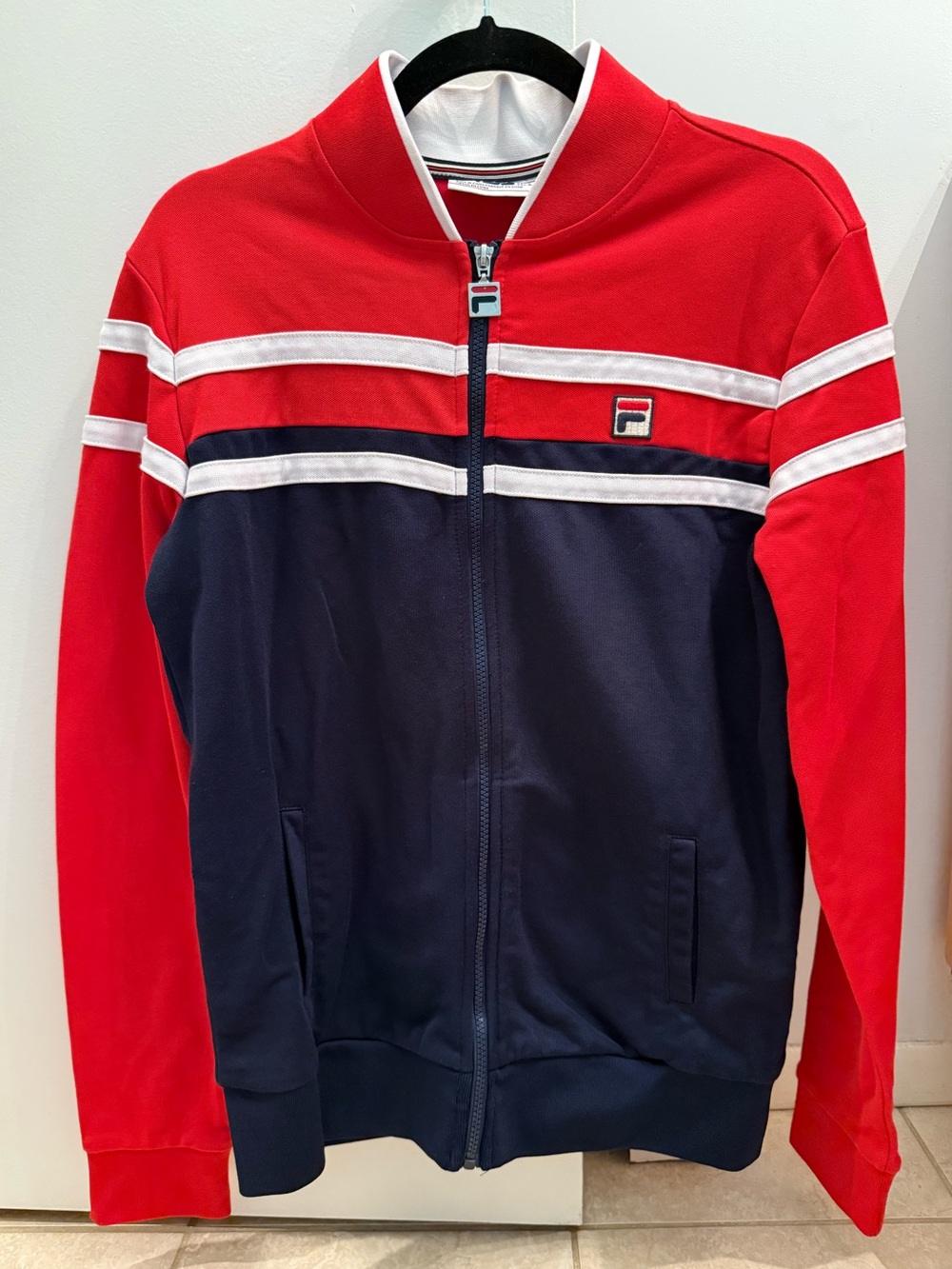 Fila Naso Jacket
Red, Navy & White Zip-Front Sports Jacket
